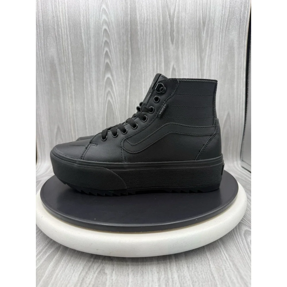 Vans Filmore Hi Stackform Womens Size 6.5 Triple Black Leather Platform Shoes